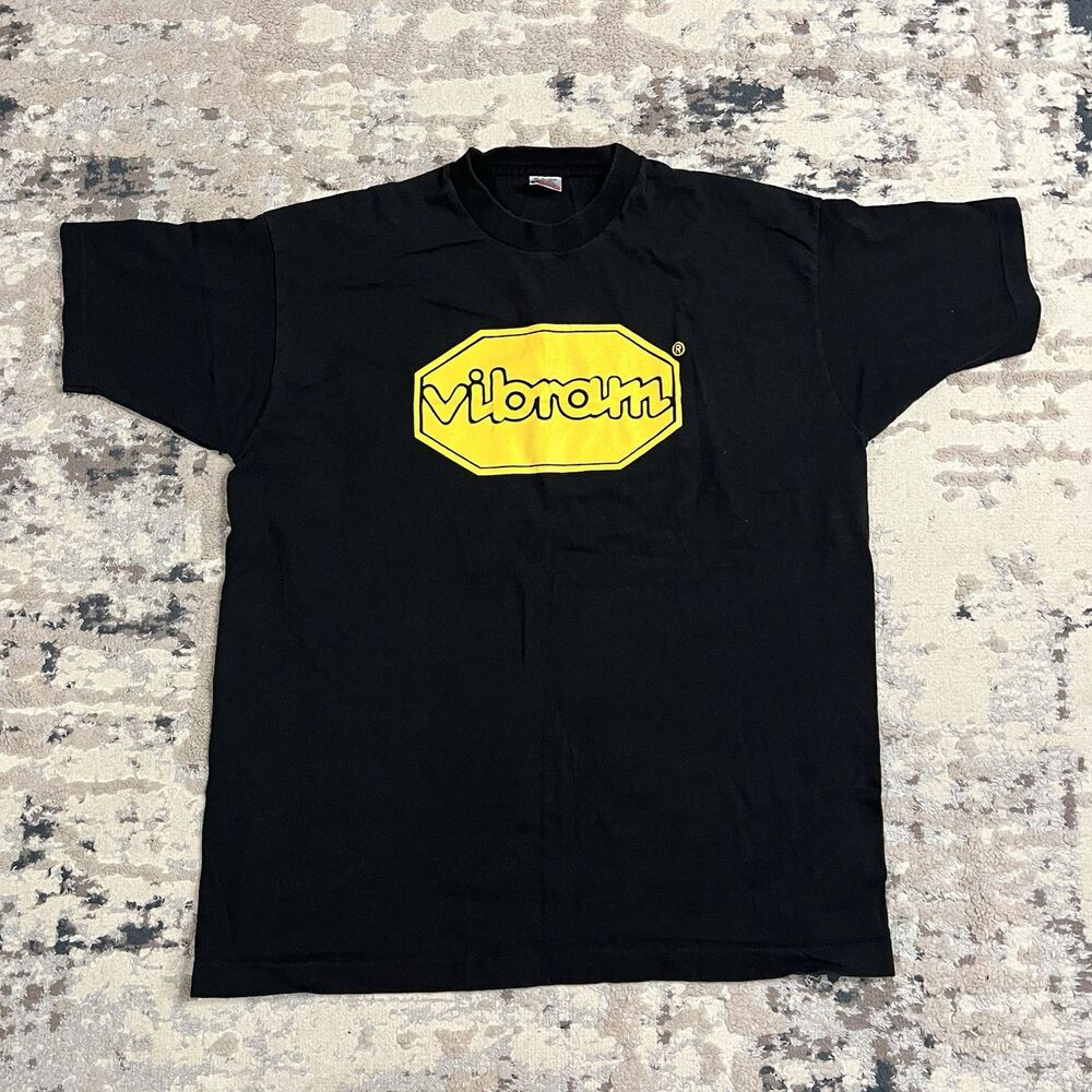 Vintage Vibram Fruit Of The Loom T-Shirt Men Sz XL Black Cotton Single Stitch